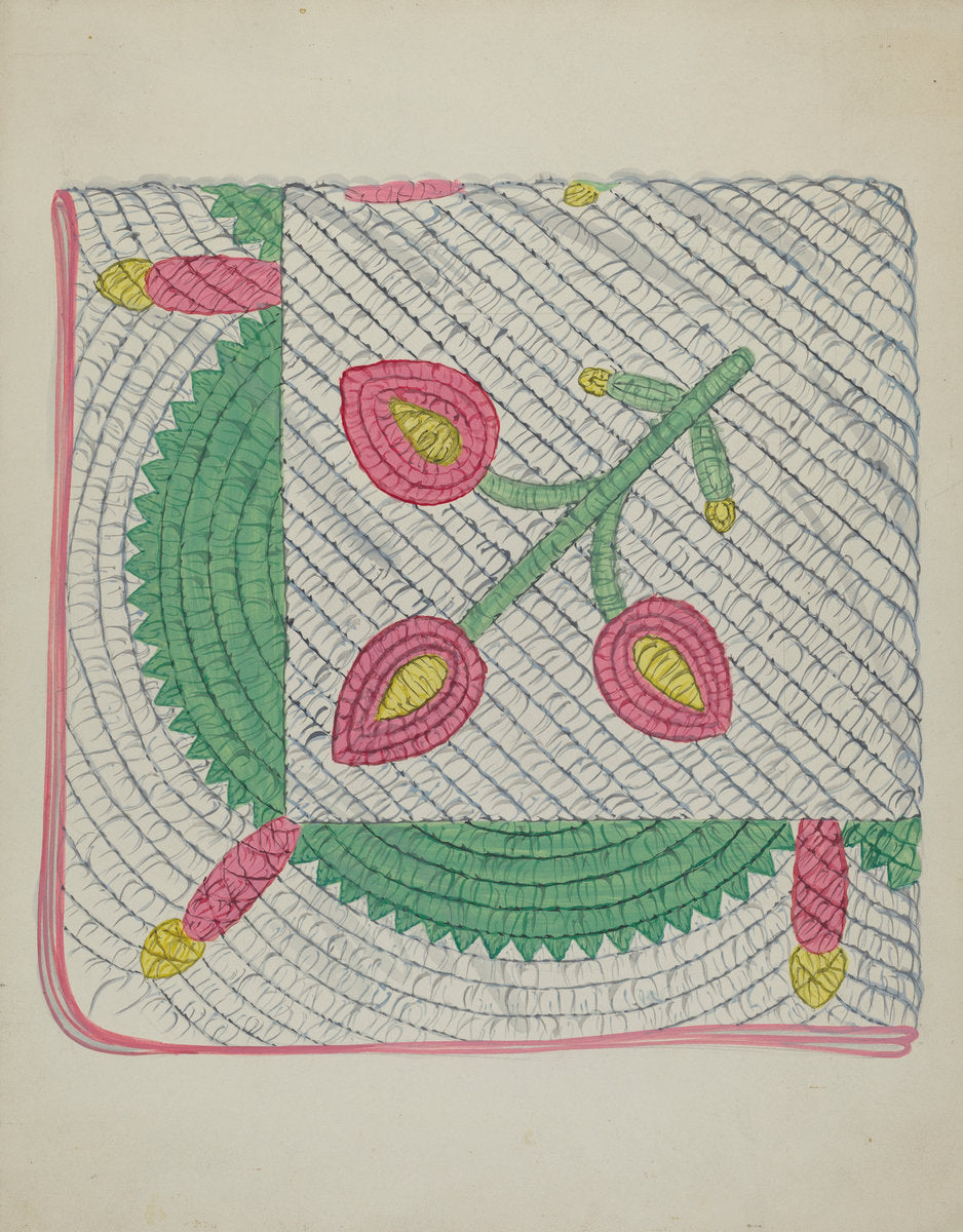 c. 1936 by American 20th Century (Applique Quilt), 16X12"(A3)Poster Print