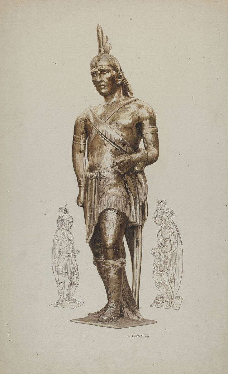 Cigar Store Indian by J. Herman McCollum (American, active c. 1935), 16X12"(A3)Poster Print