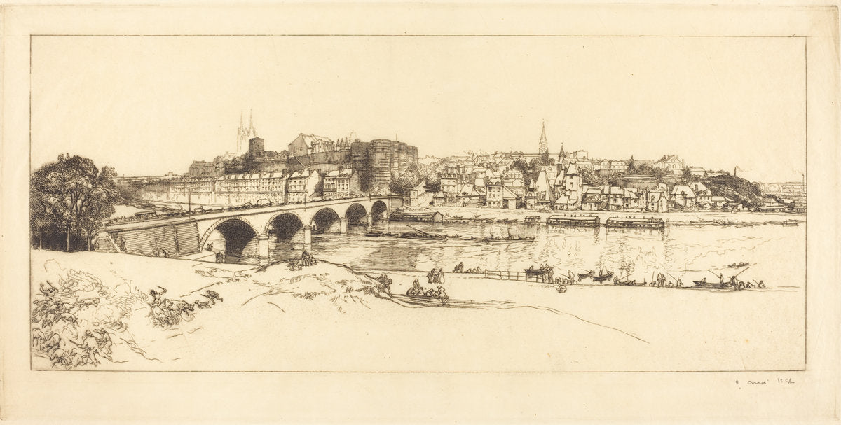 Angers - Panoramic View (Angers - Vue panoramique) by Auguste Lepère (French, 1849 - 1918), 16X12"(A3)Poster Print