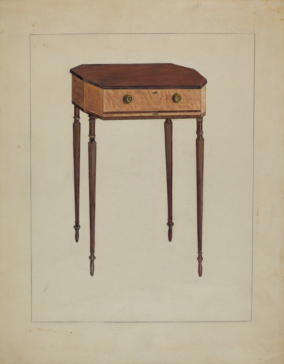 Sewing Table by Bessie Forman (American, active c. 1935), 16X12"(A3)Poster Print