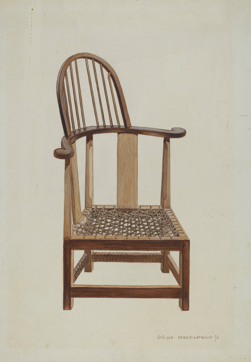 Corner Windsor Chair by Ernest A. Towers, Jr. (American, active c. 1935), 16X12"(A3)Poster Print