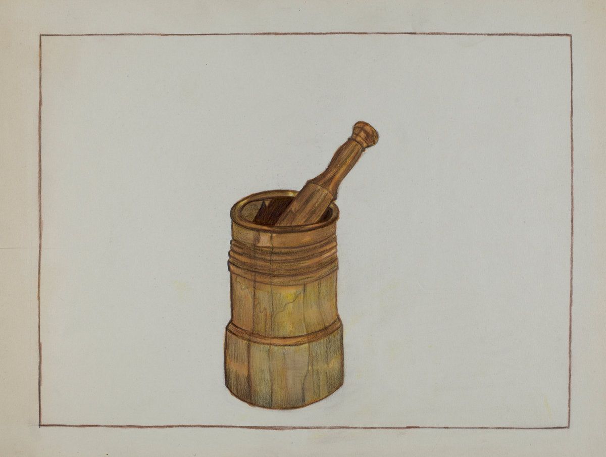Mortar and Pestle by Mae Szilvasy (American, active c. 1935), 16X12"(A3)Poster Print