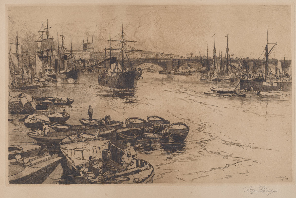 London Bridge by Stephen Parrish (American, 1846 - 1938), 16X12"(A3)Poster Print