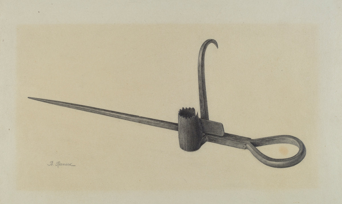 Miner's Candlestick by Benjamin Resnick (American, active c. 1935), 16X12"(A3)Poster Print