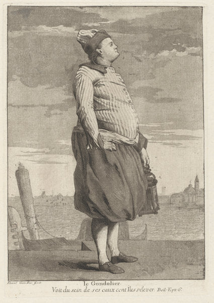 Le Gondolier by Giovanni David (Italian, 1743 - 1790), 16X12"(A3)Poster Print