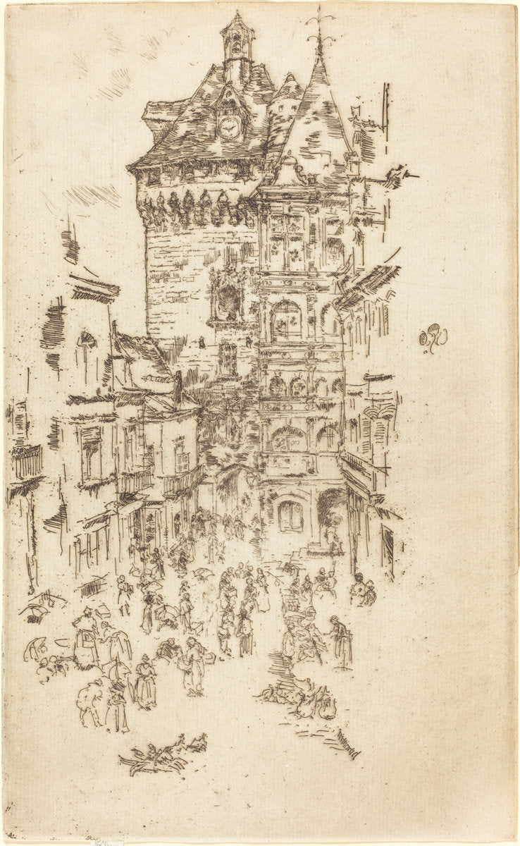 Hotel de Ville, Loches by James McNeill Whistler (American, 1834 - 1903), 16X12"(A3)Poster Print