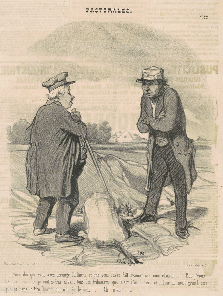J'vous dis que vous avez dérangé la limite ... by Honoré Daumier (French, 1808 - 1879), 16X12"(A3)Poster Print