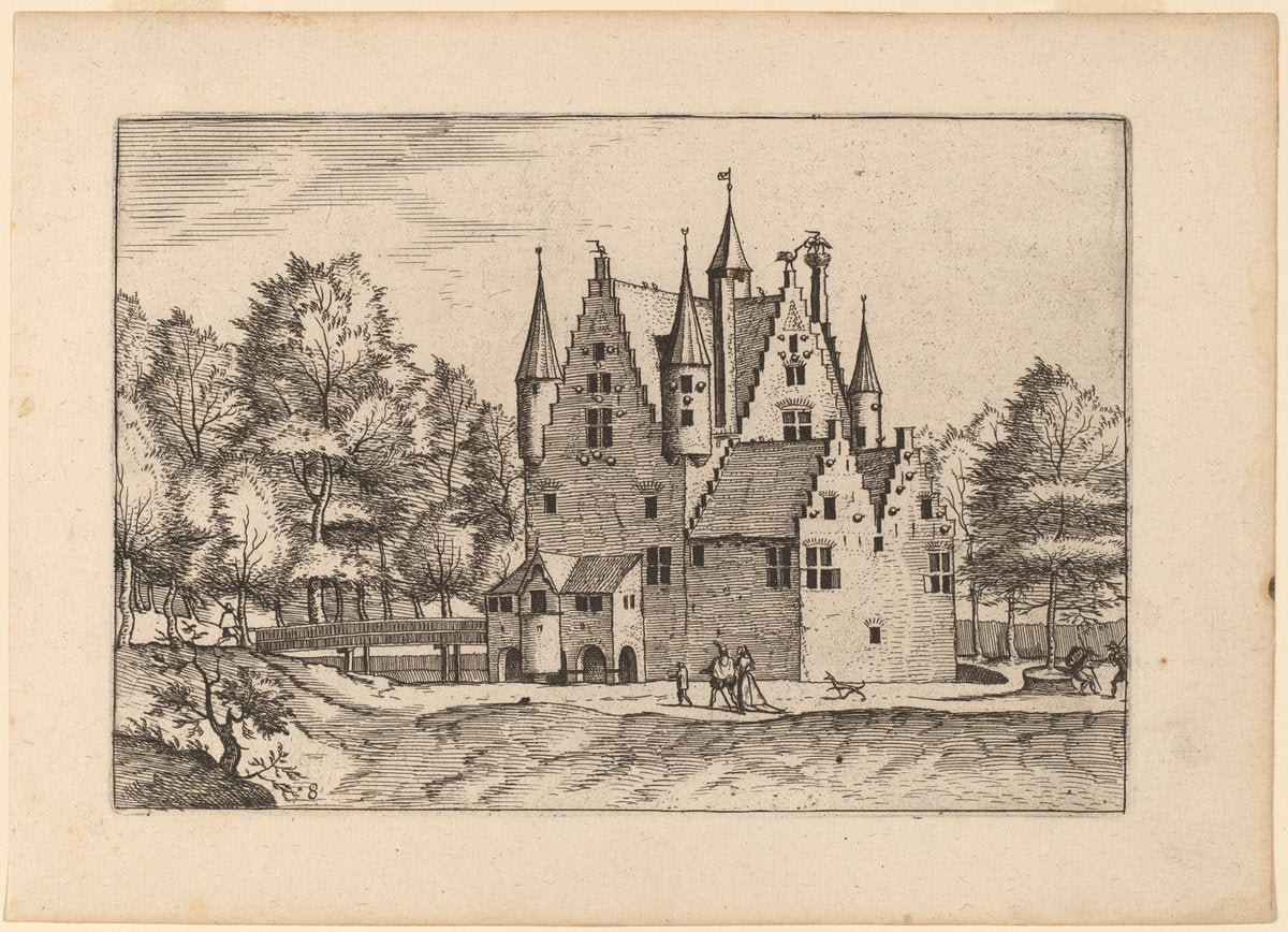 Castle by Johannes van Doetechum, the Elder and Lucas van Doetechum after Master of the Small Landscapes (Dutch, died 1605), 16X12"(A3)Poster Print