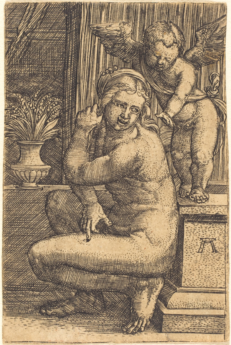 Crouching Venus by Albrecht Altdorfer (German, 1480 or before - 1538), 16X12"(A3)Poster Print