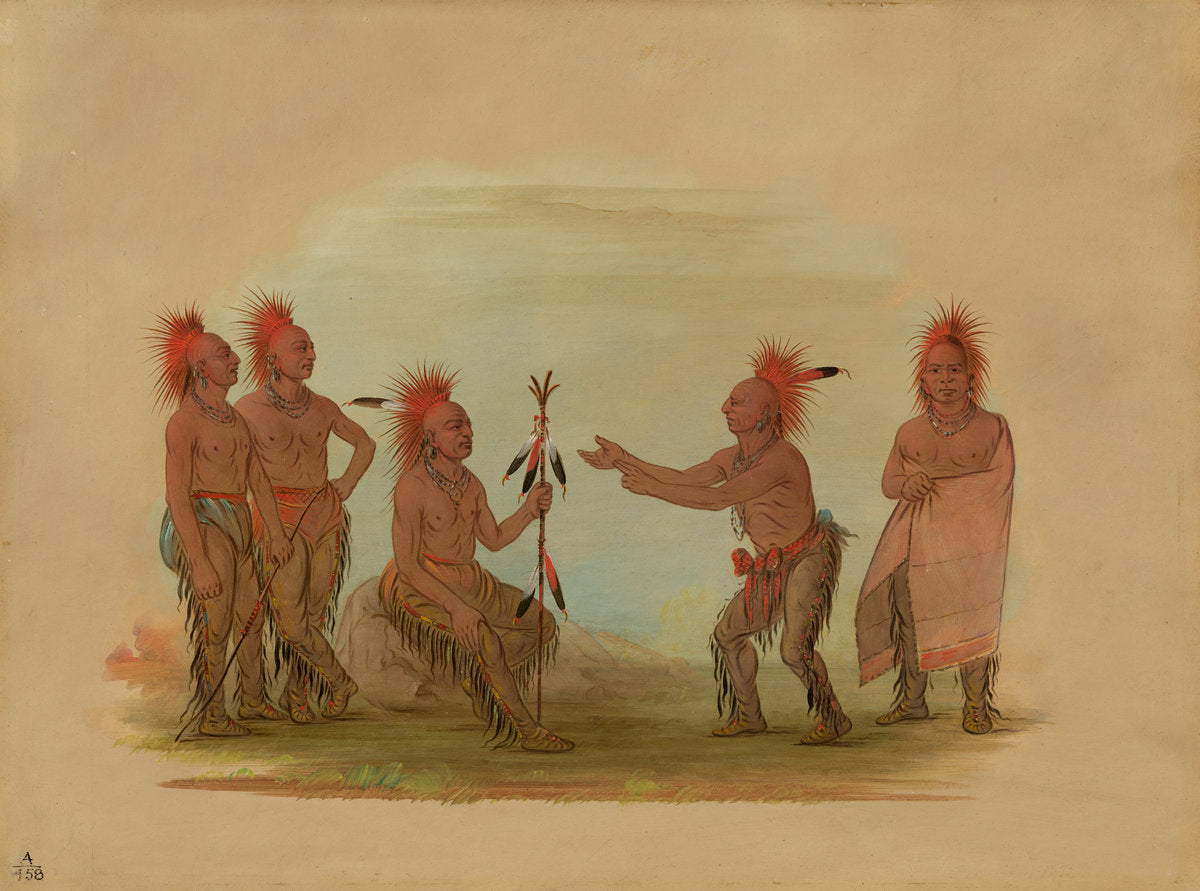 Black Hawk and the Prophet - Saukie by George Catlin (American, 1796 - 1872), 16X12"(A3)Poster Print