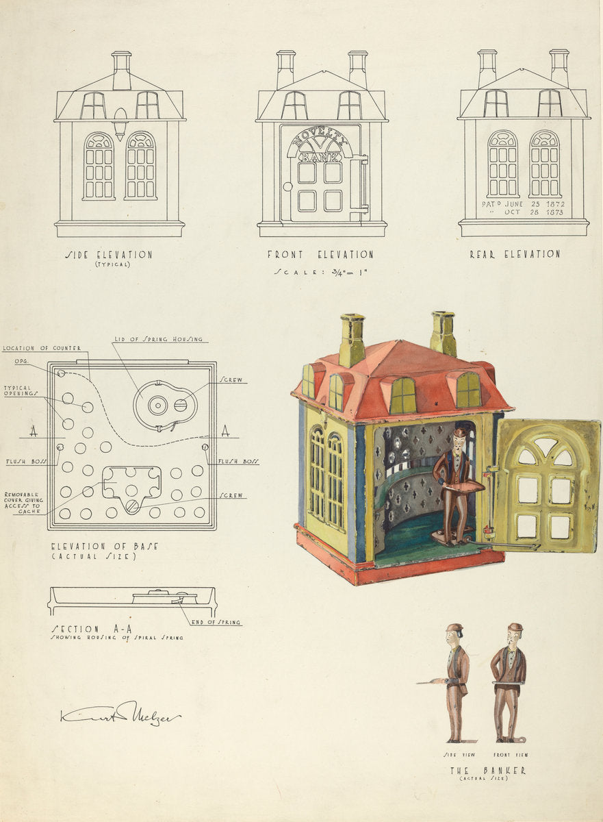 Toy Bank by Kurt Melzer (American, active c. 1935), 16X12"(A3)Poster Print