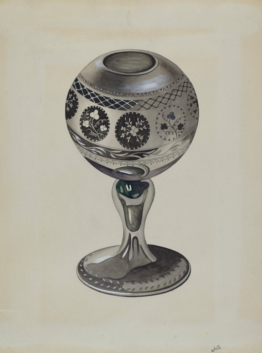 Mirrored Glass Vase by Edward White (American, active c. 1935), 16X12"(A3)Poster Print