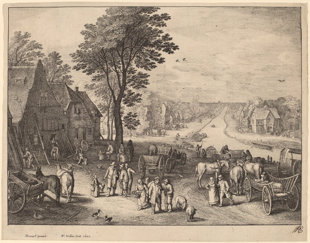 The Canal by Wenceslaus Hollar after Pieter Brueghel the Younger (Bohemian, 1607 - 1677), 16X12"(A3)Poster Print
