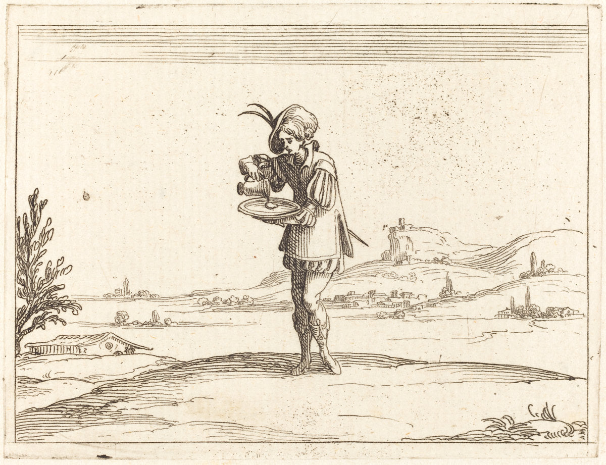 Man Washing a Pearl by Jacques Callot (French, 1592 - 1635), 16X12"(A3)Poster Print