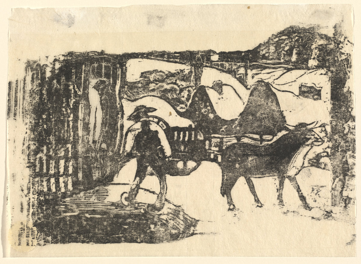 The Ox Cart (Le char a boeufs) by Paul Gauguin (French, 1848 - 1903), 16X12"(A3)Poster Print