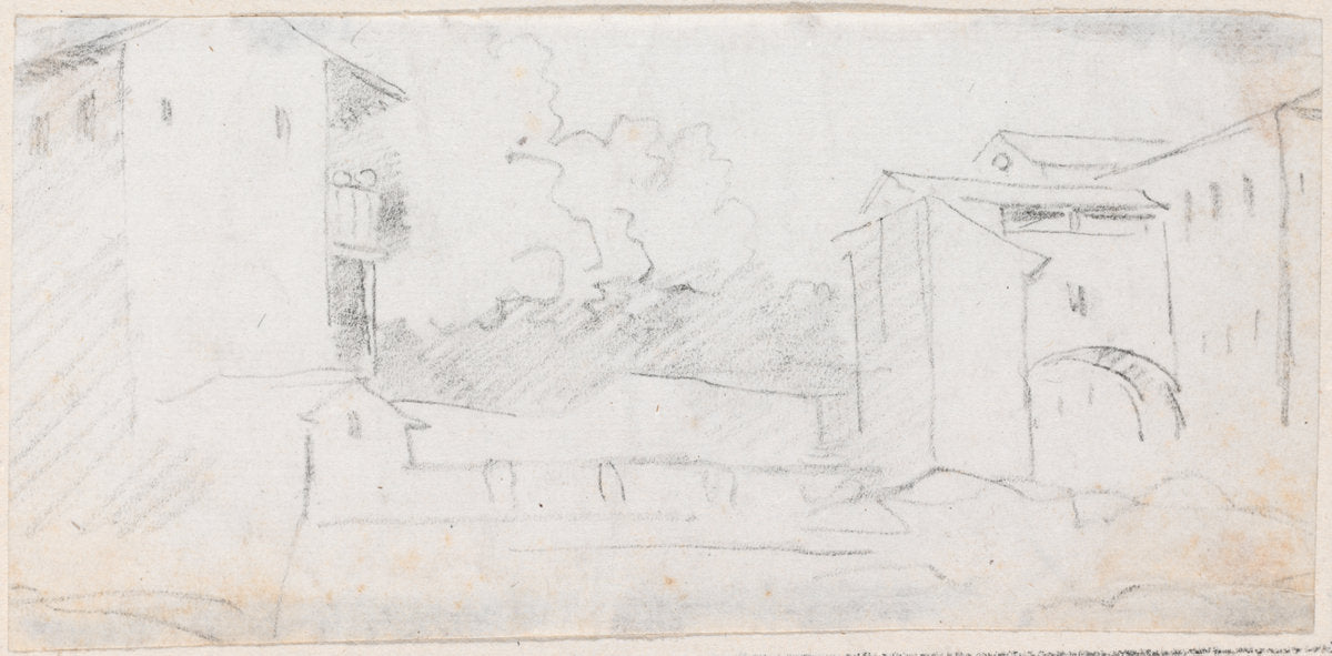 Italian City Scene by Hubert Robert (French, 1733 - 1808), 16X12"(A3)Poster Print