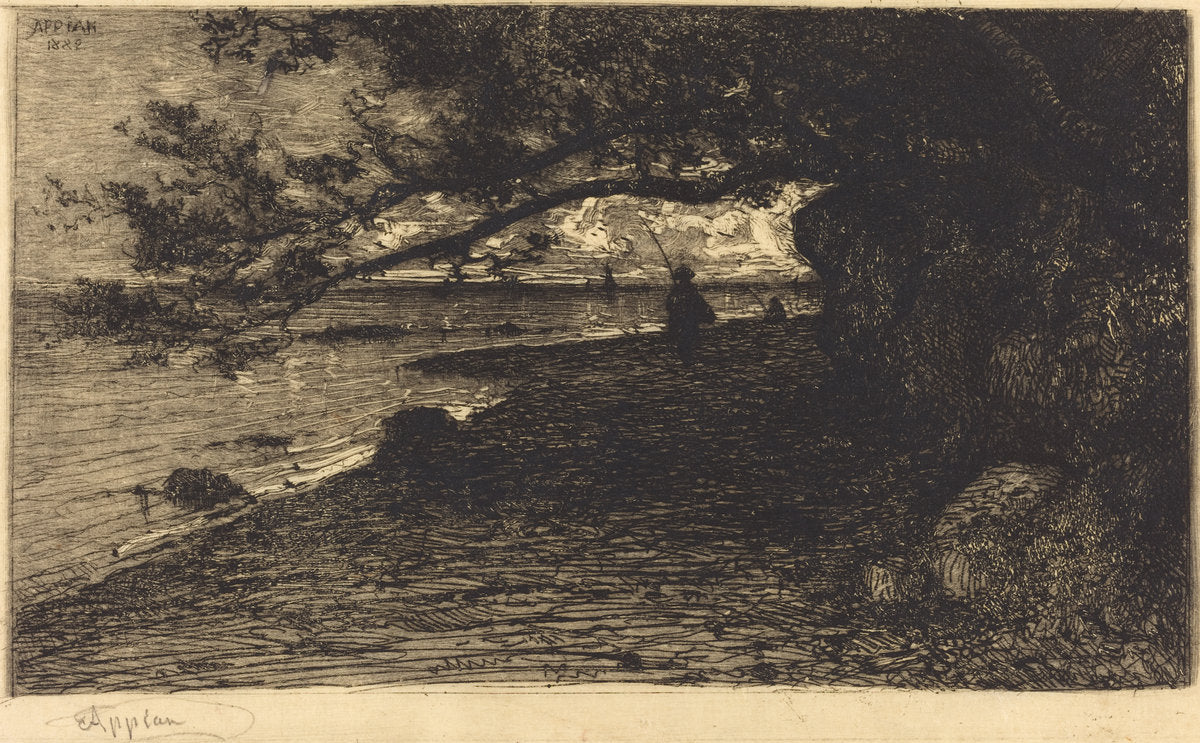 A Villefranche-sur-Mer by Adolphe Appian (French, 1818 - 1898), 16X12"(A3)Poster Print