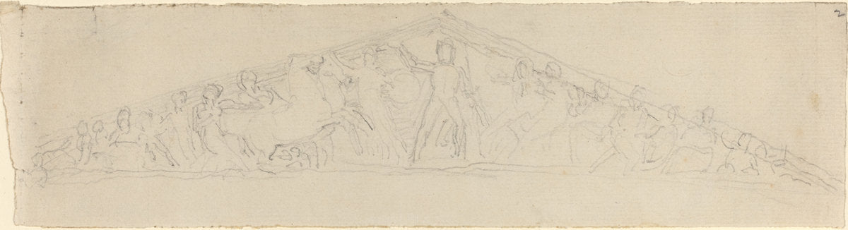 Study for Reconstruction of West Pediment of the Parthenon by John Flaxman (British, 1755 - 1826), 16X12"(A3)Poster Print
