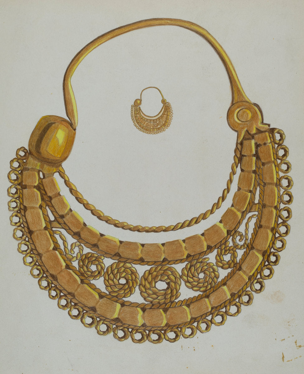 Gold Earring by Tulita Westfall (American, active c. 1935), 16X12"(A3)Poster Print