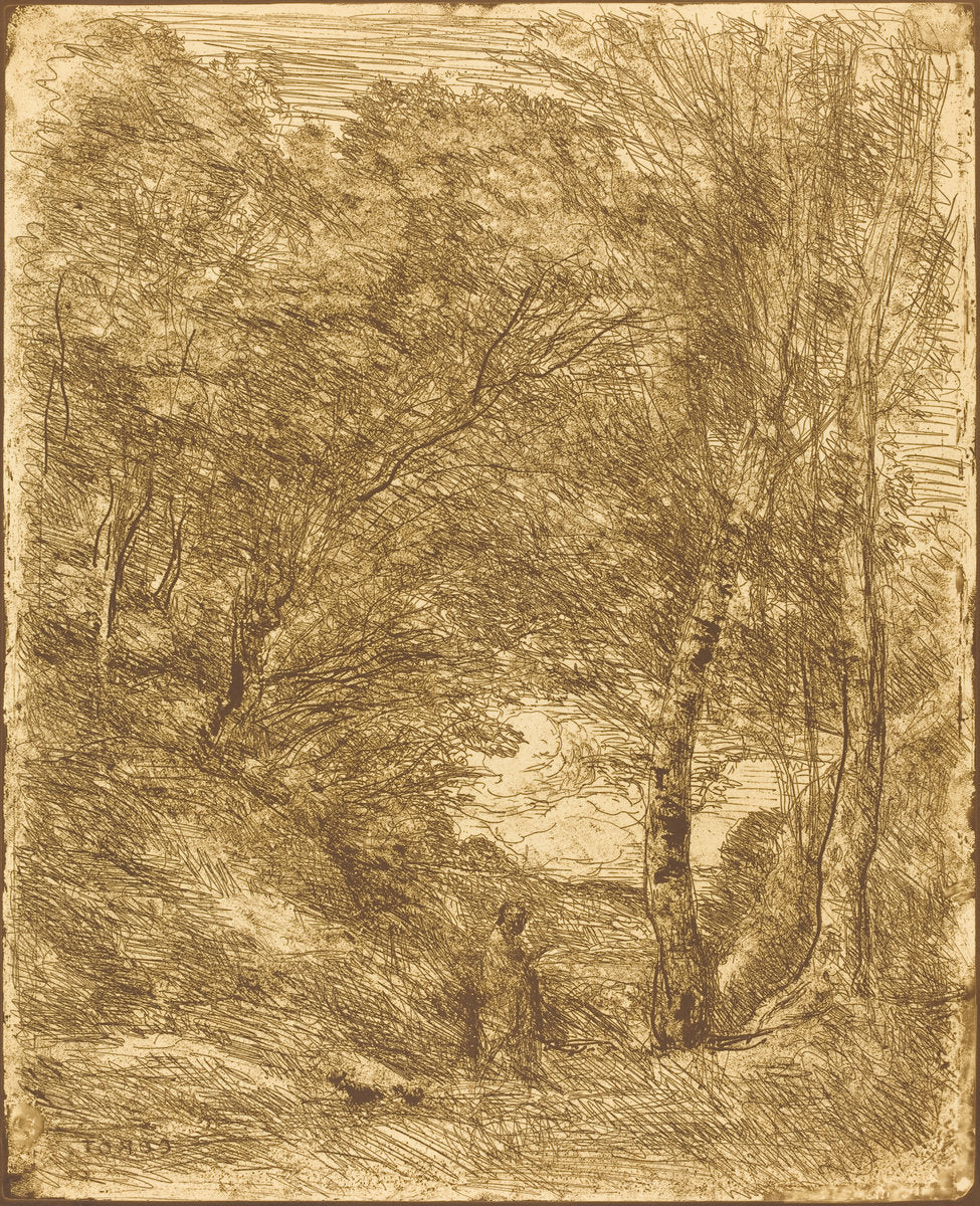 The Gardens of Horace (Les Jardins d'Horace) by Jean-Baptiste-Camille Corot (French, 1796 - 1875), 16X12"(A3)Poster Print