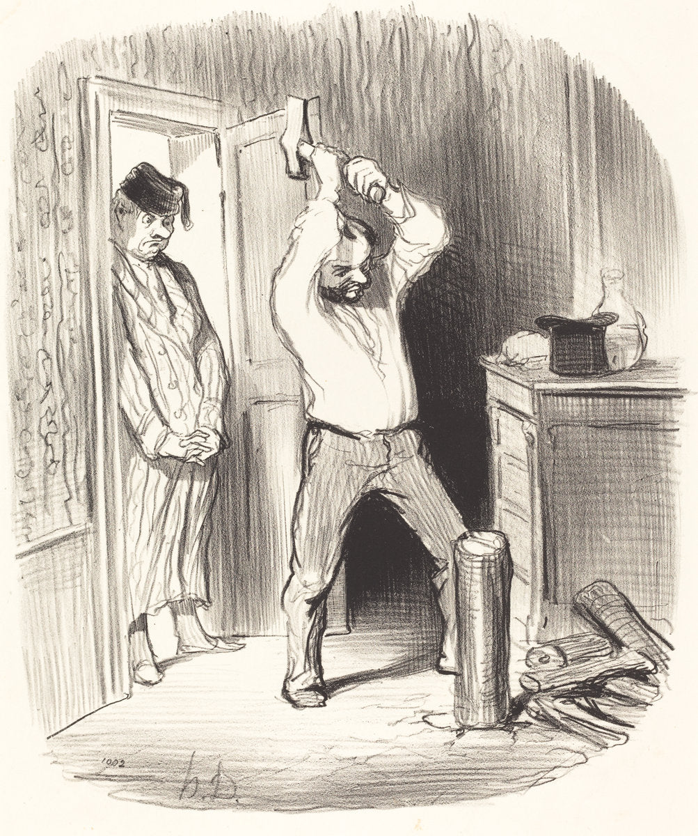 Est-il dieu permis... fendre du bois... by Honoré Daumier (French, 1808 - 1879), 16X12"(A3)Poster Print
