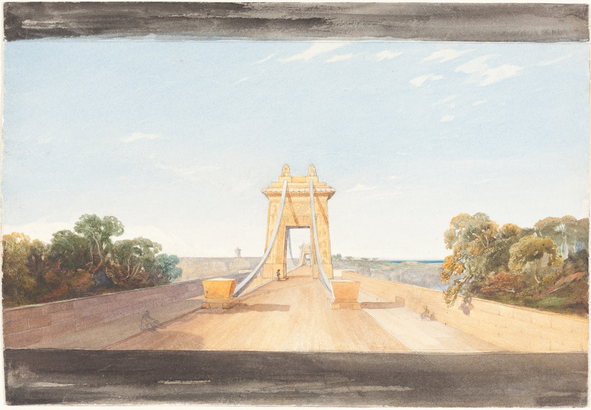 Clifton Suspension Bridge near Bristol by Attributed to James Bulwer (British, 1794 - 1879), 16X12"(A3)Poster Print