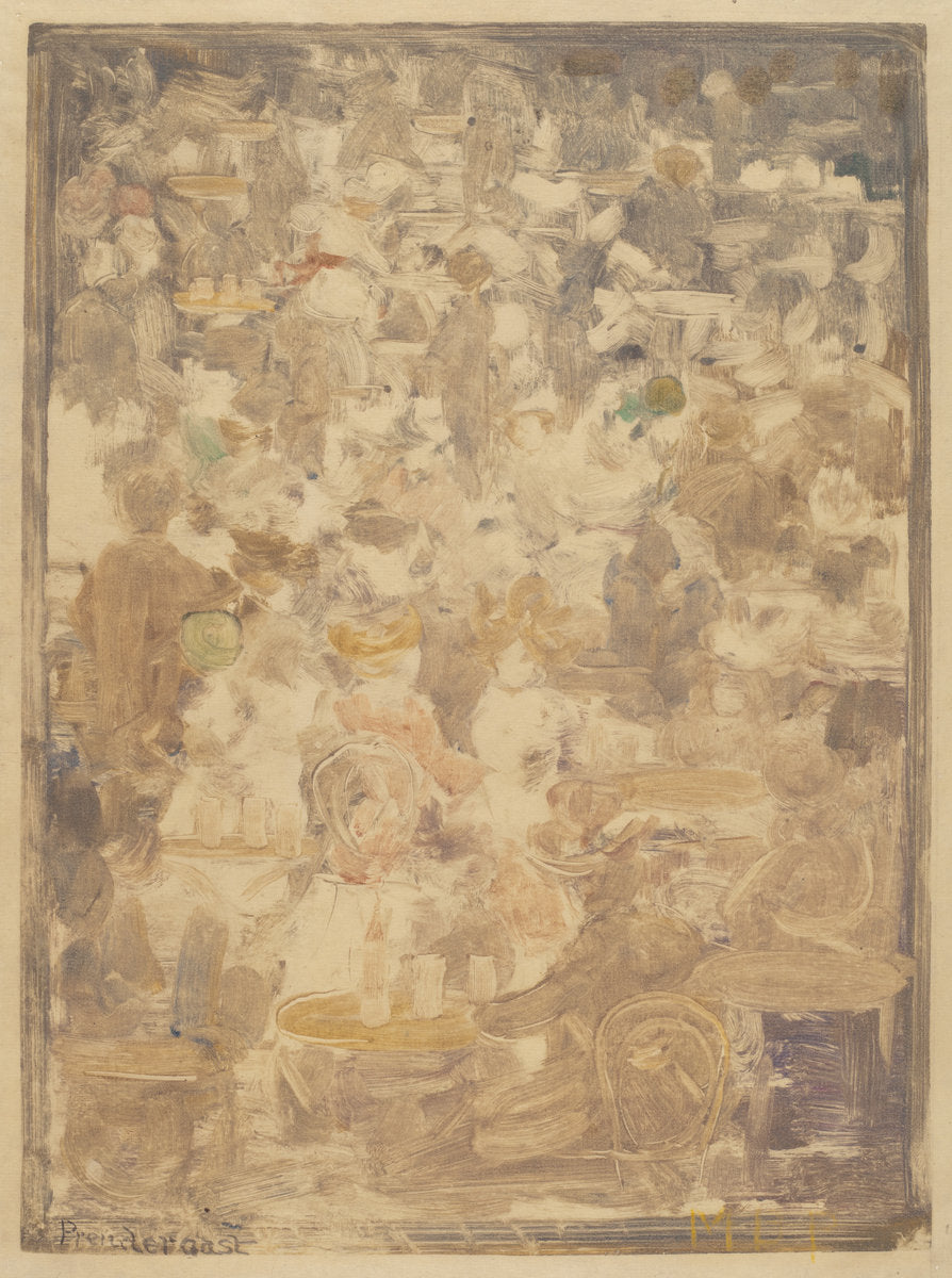 Outdoor Cafe Scene by Maurice Brazil Prendergast (American, 1858 - 1924), 16X12"(A3)Poster Print