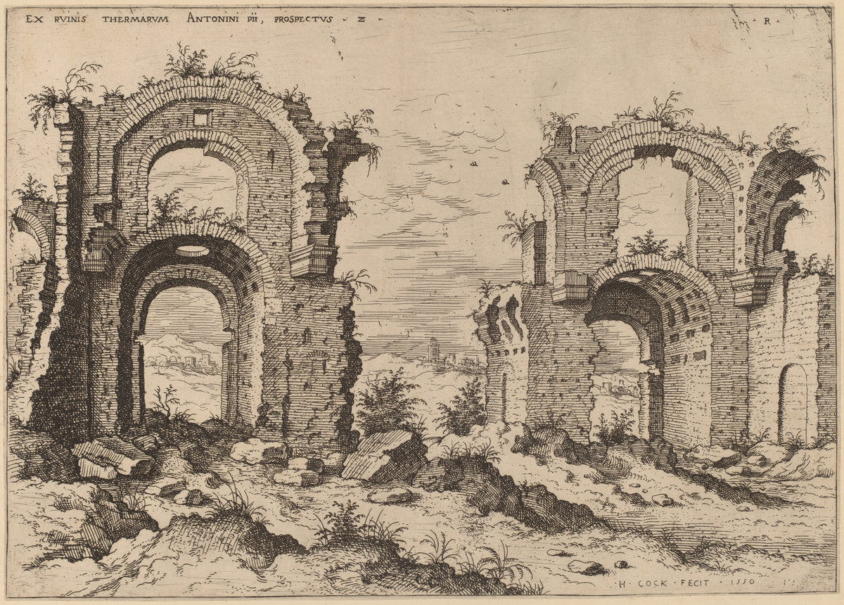 Second View of the Baths of Diocletian by Hieronymus Cock (Flemish, c. 1510 - 1570), 16X12"(A3)Poster Print