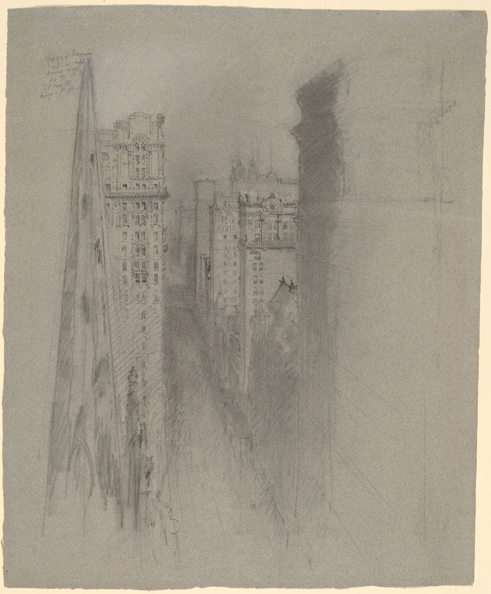 North on Broadway from Trinity Church by Stanford White (American, 1853 - 1906), 16X12"(A3)Poster Print
