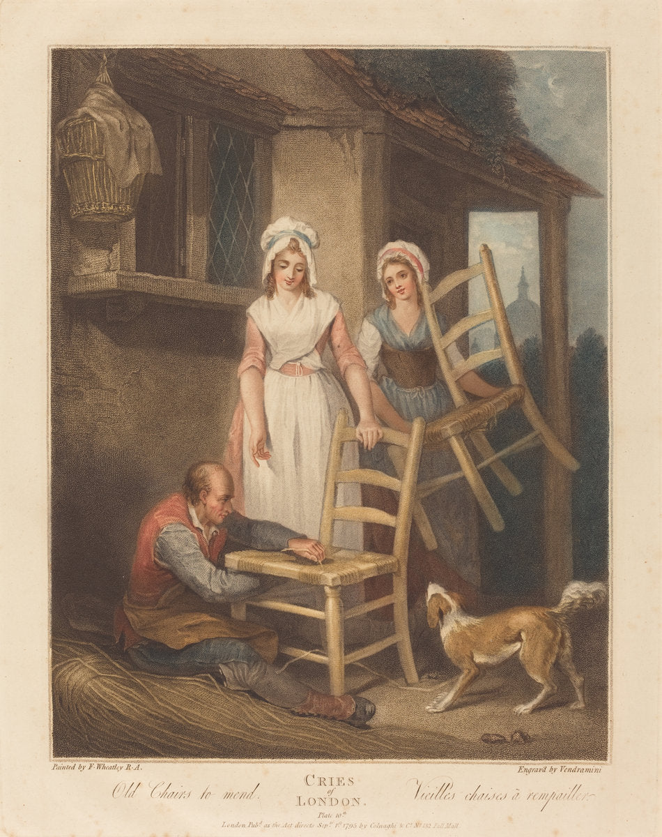 Old Chairs to Mend by Giovanni Vendramini after Francis Wheatley (British, 1769 - 1839), 16X12"(A3)Poster Print