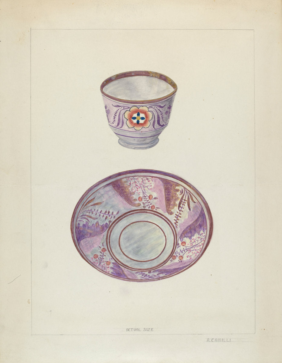 Cup and Saucer by Albert Camilli (American, active c. 1935), 16X12"(A3)Poster Print