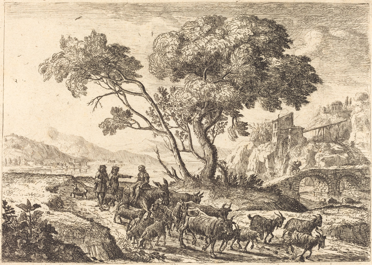 Departure for the Fields (Le départ pour les champs) by Claude Lorrain (French, 1604/1605 - 1682), 16X12"(A3)Poster Print