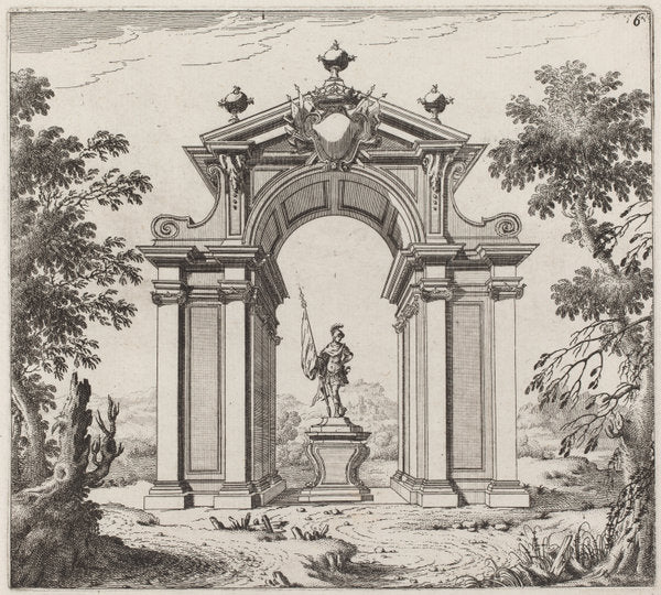 Triumphal Arch in a Landscape by Giuseppe Antonio Landi (Italian, 1713 - 1791), 16X12"(A3)Poster Print