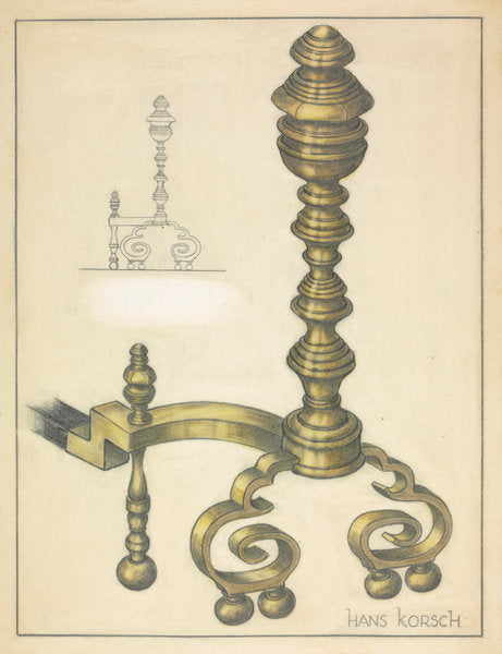 Andirons (right and left) by Hans Korsch (American, active c. 1935), 16X12"(A3)Poster Print