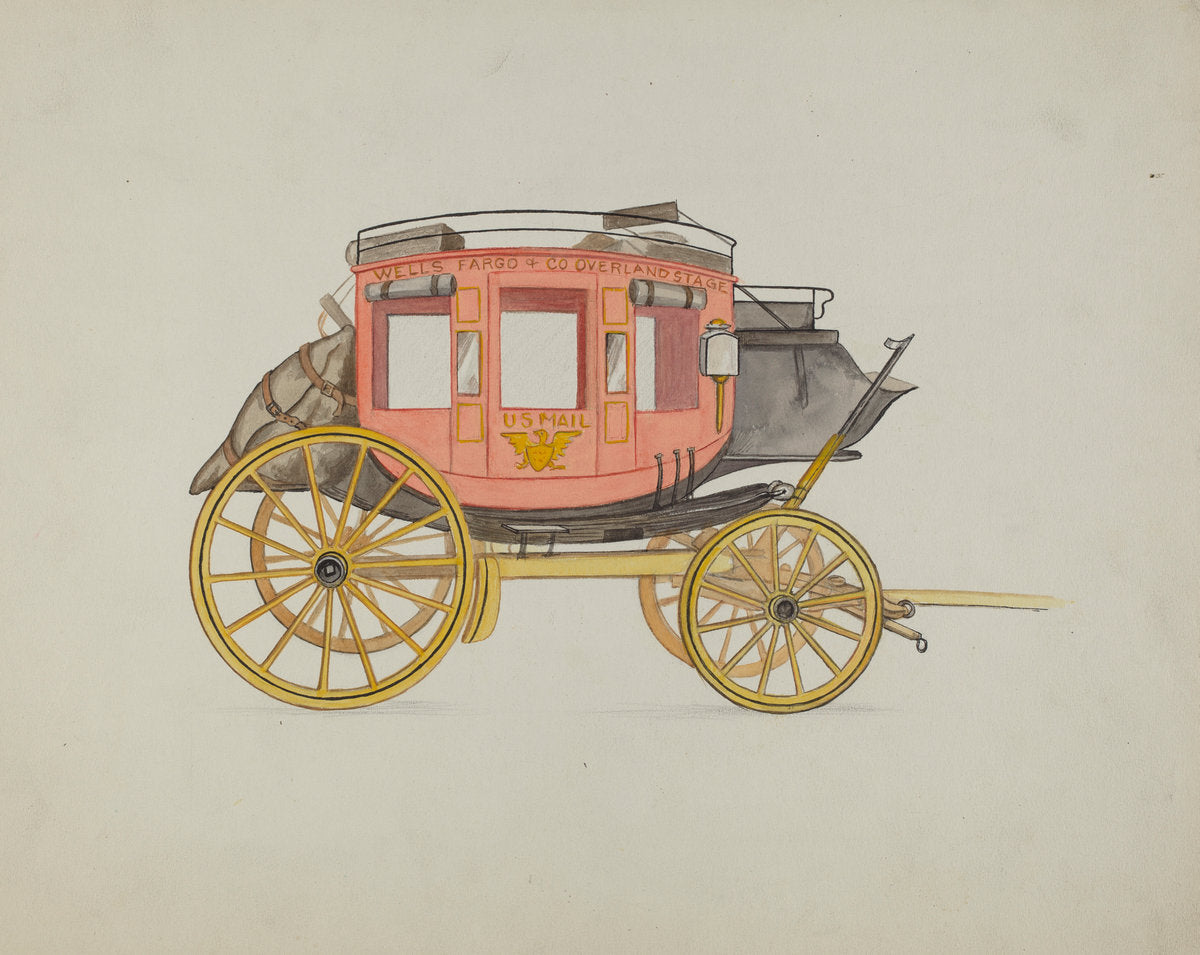 Stage-coach by Rose Campbell-Gerke (American, active c. 1935), 16X12"(A3)Poster Print