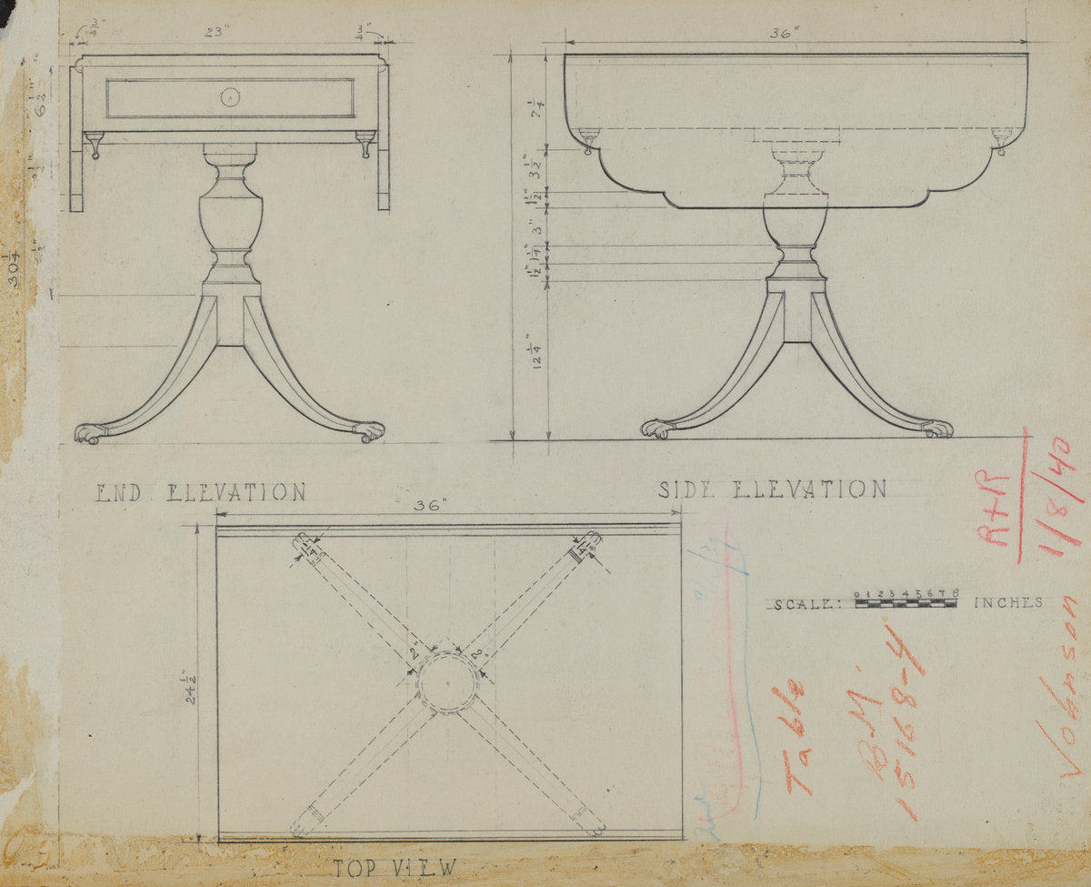 Drop Leaf, Pedestal Table by Arthur Johnson (American, active c. 1935), 16X12"(A3)Poster Print