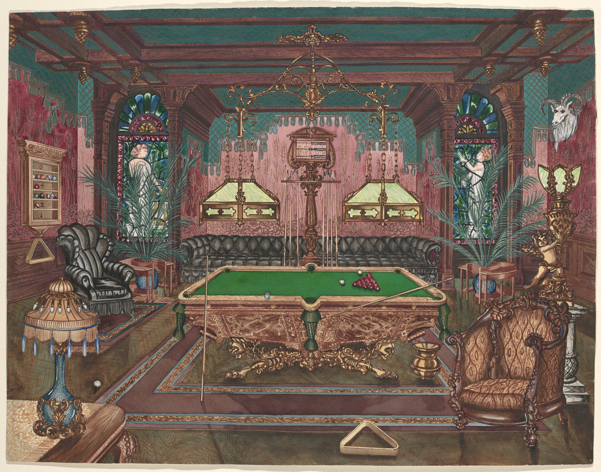 Pool Room, 1890 by Perkins Harnly (American, 1901 - 1986), 16X12"(A3)Poster Print