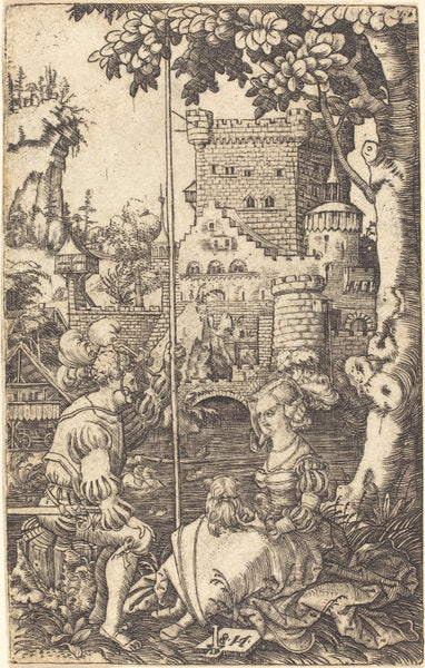 Knight and Lady by Master NS (German, active first half 16th century), 16X12"(A3)Poster Print