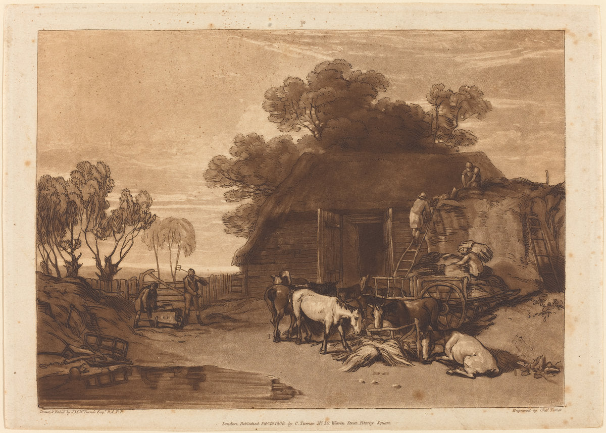 The Straw Yard by Joseph Mallord William Turner and Charles Turner (British, 1773 - 1857), 16X12"(A3)Poster Print