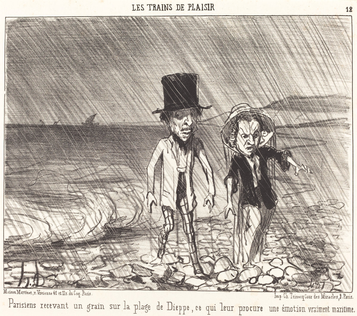 Parisiens recevant un grain... by Honoré Daumier (French, 1808 - 1879), 16X12"(A3)Poster Print