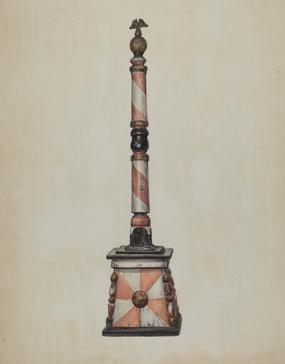 Barber Pole by Elisabeth Fulda (American, active c. 1935), 16X12"(A3)Poster Print