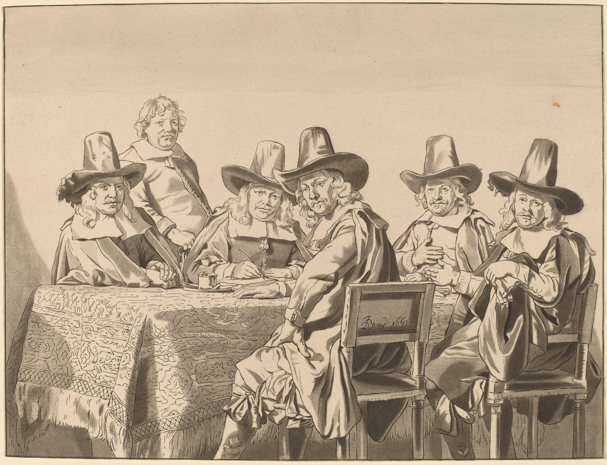 Directors of the Orphan Asylum of Haarlem by Cornelis Ploos van Amstel and Bernhard Schreuder after Jan de Bray (Dutch, 1726 - 1798), 16X12"(A3)Poster Print