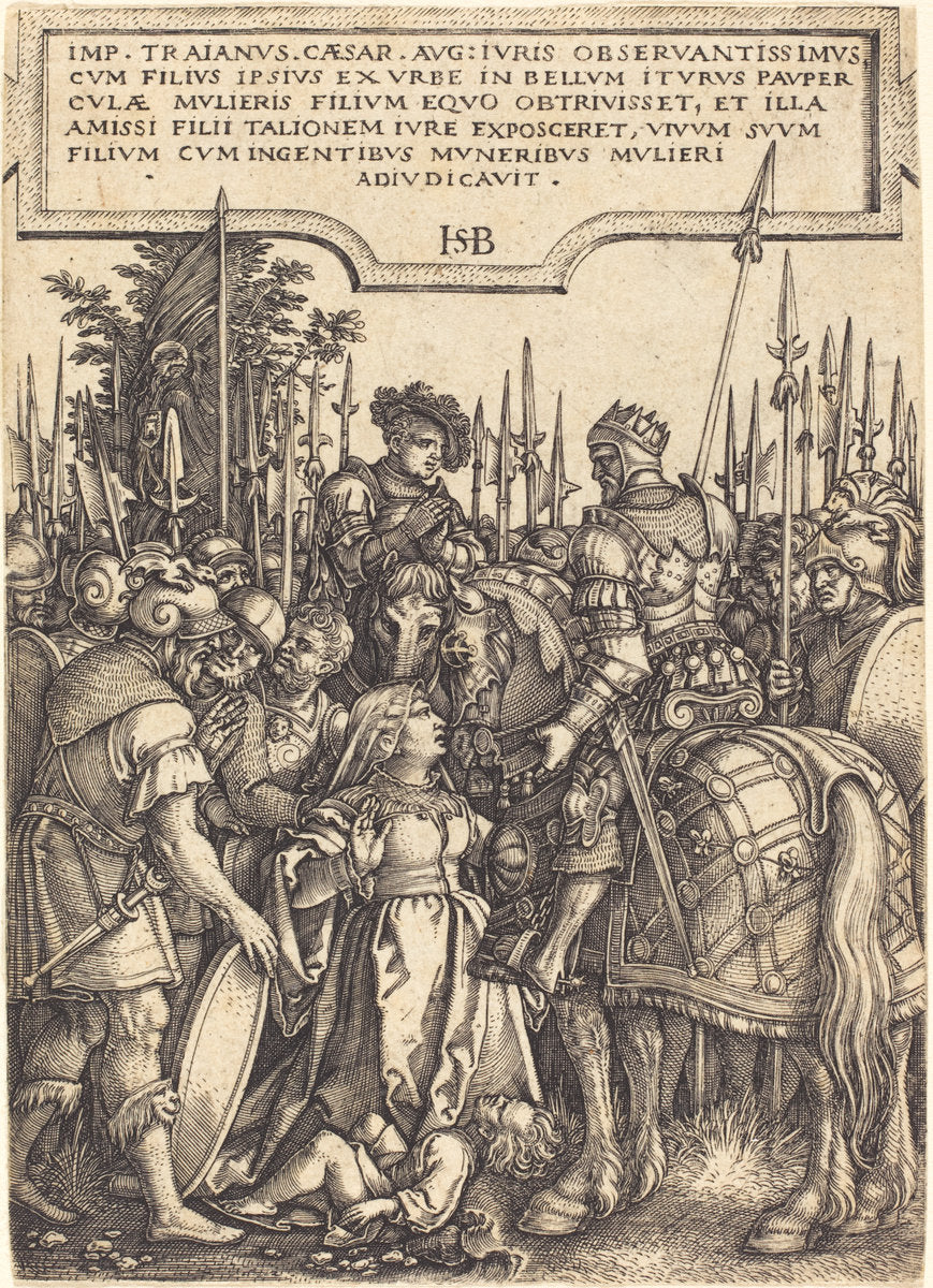 Trajan's Justice by Sebald Beham (German, 1500 - 1550), 16X12"(A3)Poster Print