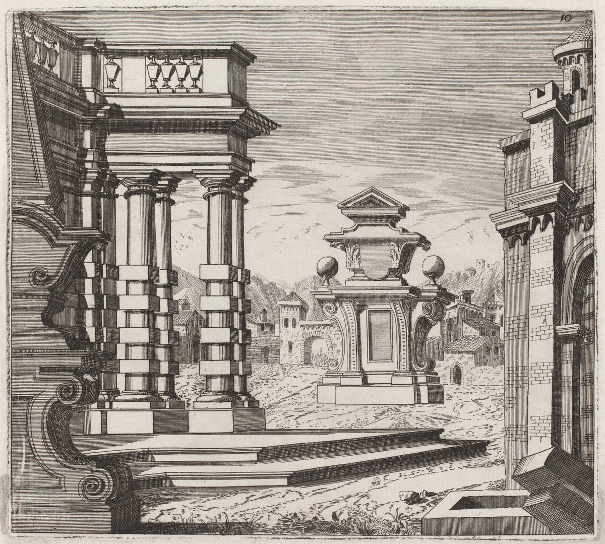 Architectural Fantasy with Portals and Monuments by Giuseppe Antonio Landi (Italian, 1713 - 1791), 16X12"(A3)Poster Print