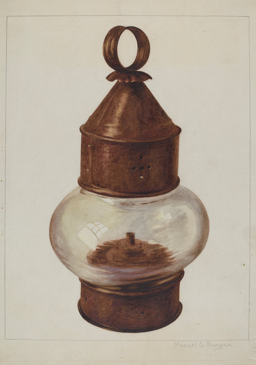 Street Hanging Lamp by Manuel G. Runyan (American, active c. 1935), 16X12"(A3)Poster Print