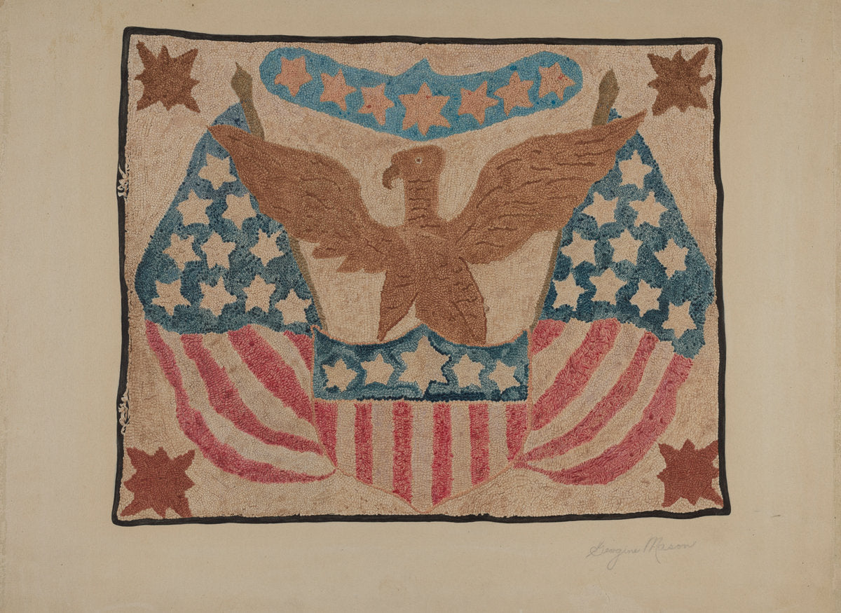Hooked Rug by Georgine E. Mason (American, active c. 1935), 16X12"(A3)Poster Print