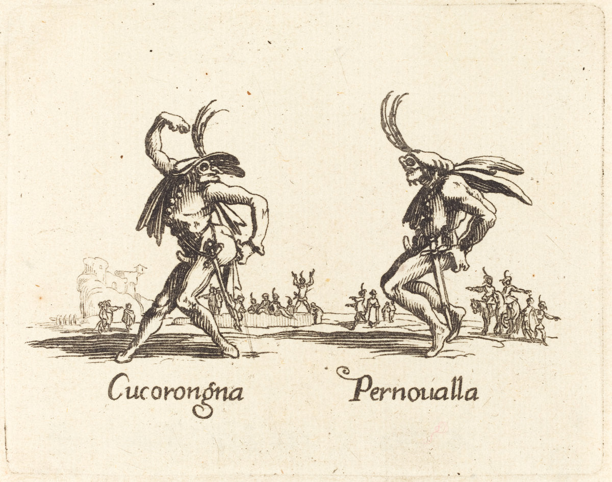 etching by after Jacques Callot (Cucorongna and Pernoualla), 16X12"(A3)Poster Print