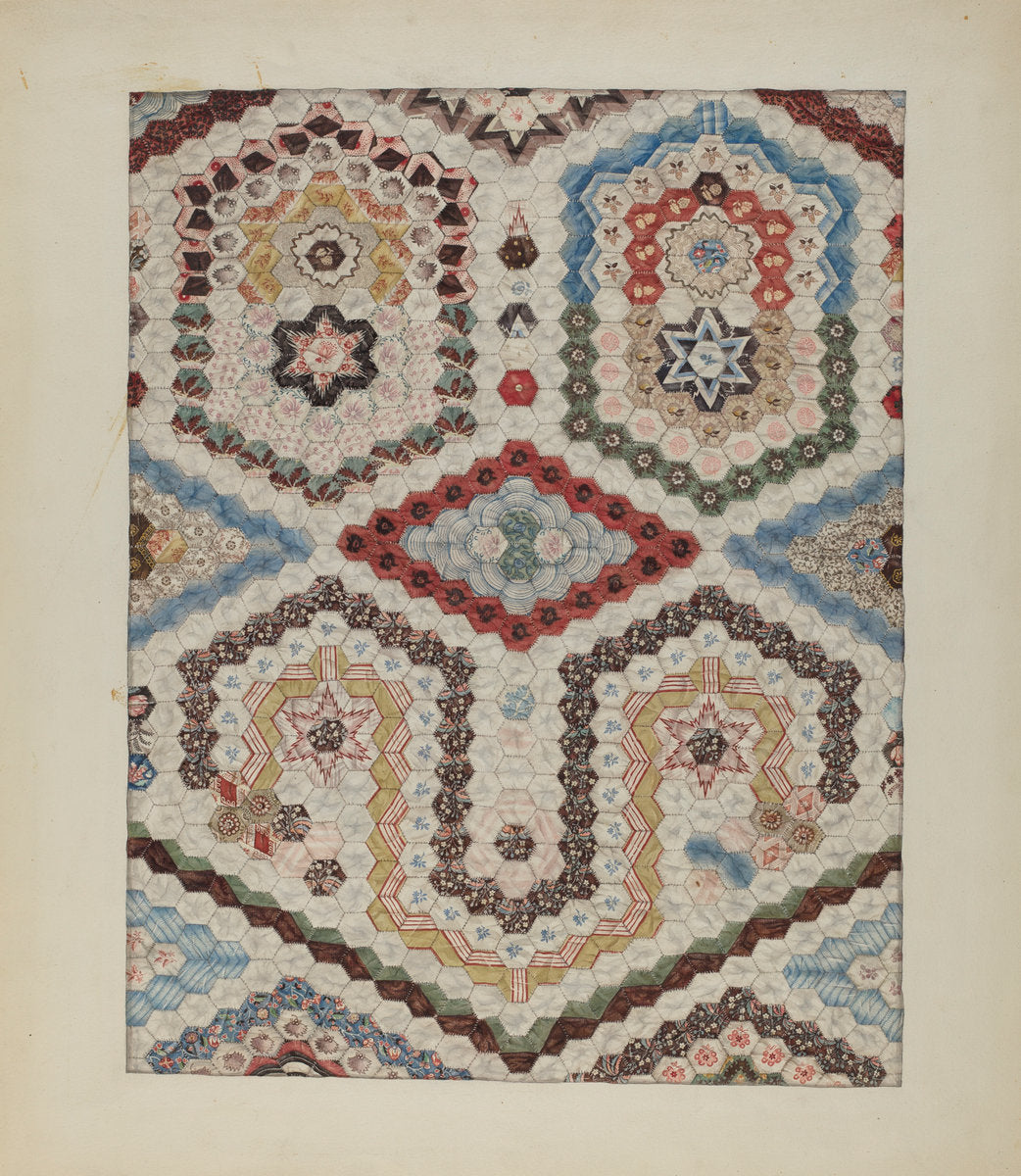 Patchwork Quilt by Sylvia De Zon (American, active c. 1935), 16X12"(A3)Poster Print