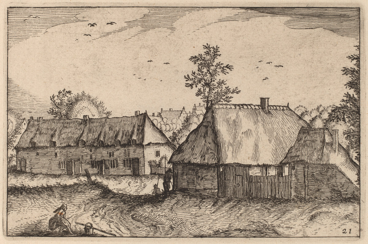 Large Sheds by Claes Jansz Visscher after Johannes van Doetechum, the Elder after Lucas van Doetechum after Master of the Small Landscapes (Dutch, 1586/1587 - 1652), 16X12"(A3)Poster Print