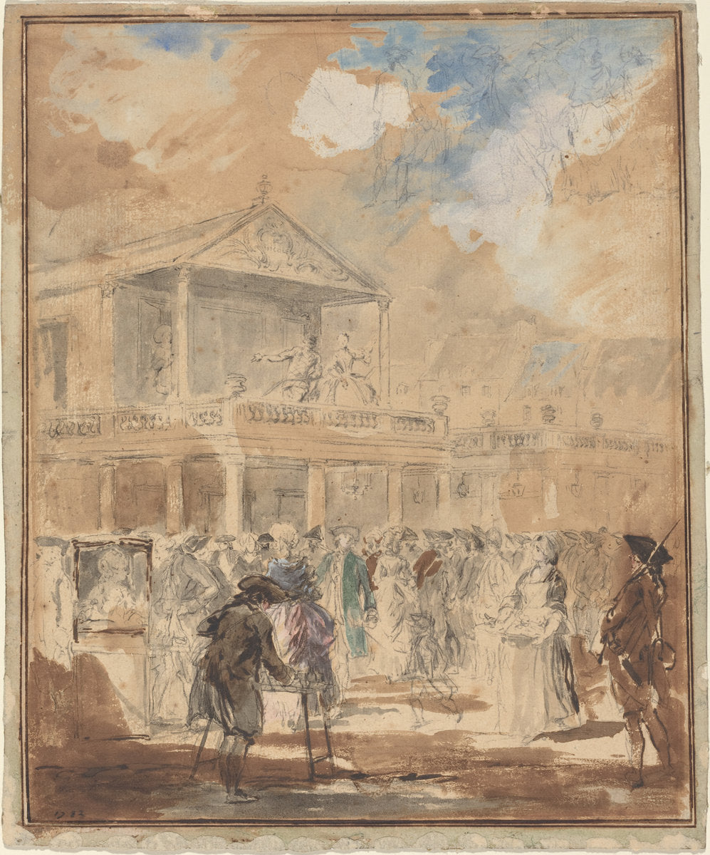 Parade (A Theatrical Procession in Paris) by Attributed to Augustin de Saint-Aubin (French, 1736 - 1807), 16X12"(A3)Poster Print